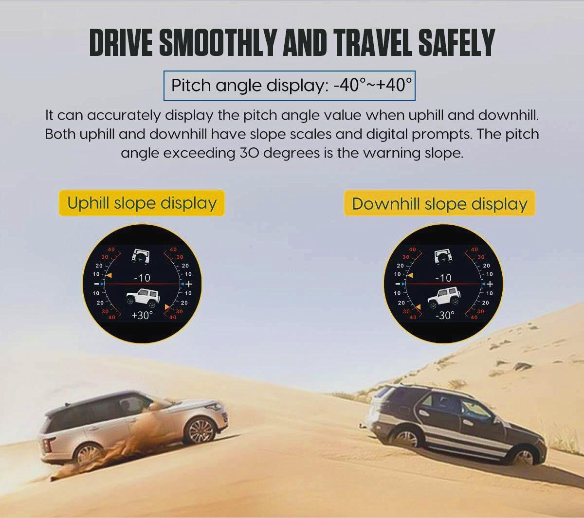 OURANTOOLS GPS Inclinometro per Auto Camper, LCD Digitale Misuratore di Pendenza Tachimetro per DC5-28V Fuoristrada Jeep