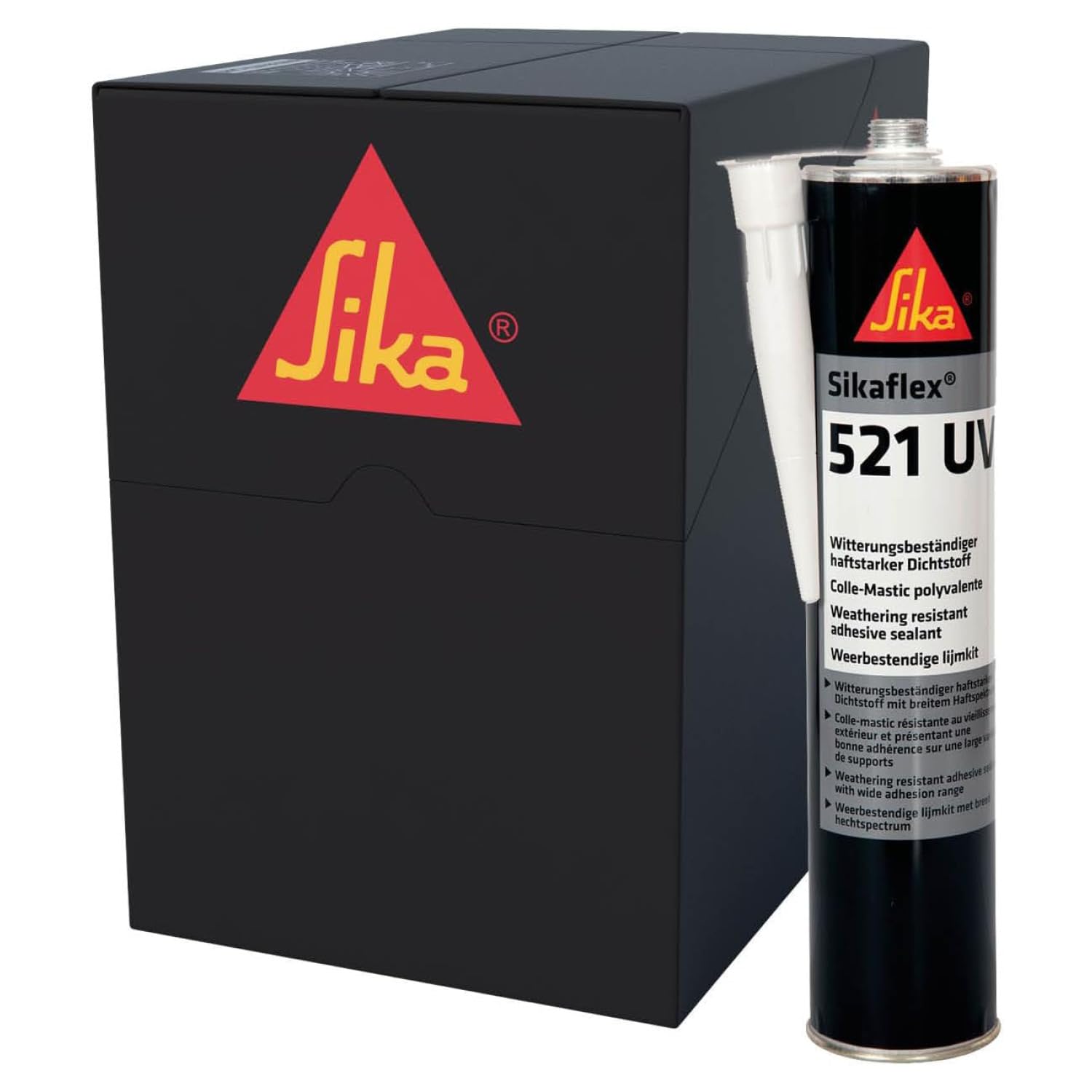 SIKA - Mastic-colle multi-usage - Sikaflex 521 UV - Gris - Carton 12x300ml | Joints d'étanchéité camping-car/caravane/mobil-home - Adhérence élevée - Résistant aux UV - Sans solvant