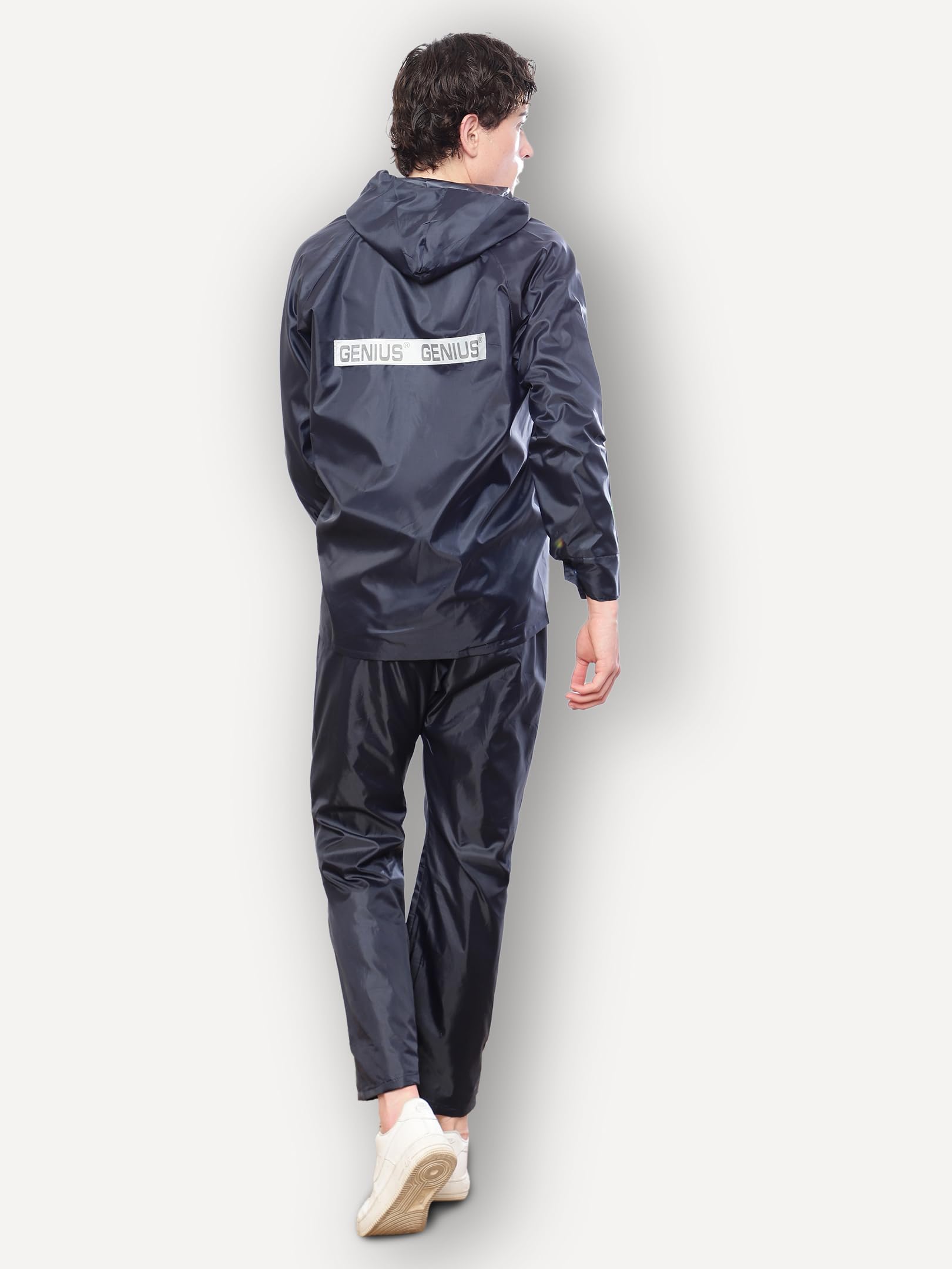 Shasmi Blue Rain Coat for Men Waterproof Raincoat with Pants Polyester Double Layer Rain Coat For Men Bike Rain Suit Rain Jacket Suit Inner Mobile Pocket with Storage Bag (Rainy 129 Blue-L) - Image 2 thumbnail