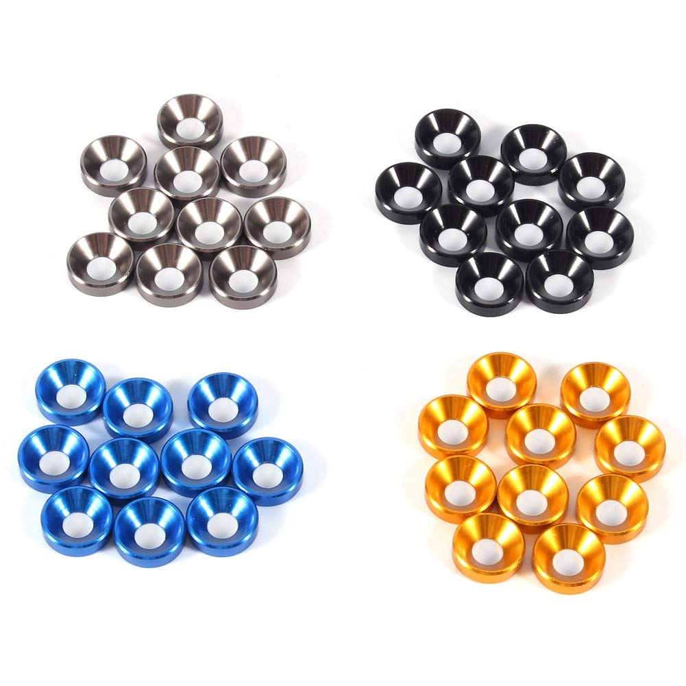 Countersunk Head Gasket, 10Pcs M5 Anodized Countersunk Head Washers Gasket Aluminum Alloy Gray Fine Craftsmanship, Cup Washers
