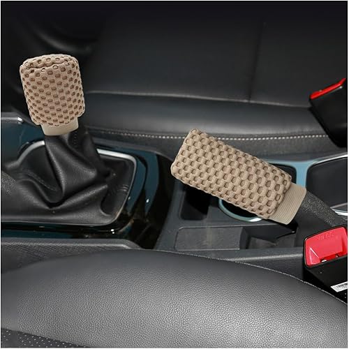 Sylvil 2 PCS Car Gear Shift Knob Cover & Handbrake Cover, Comfortable Anti-Slip Auto Shift Knob Protector, No Scratch Hand Brake Lever Handle Cover,