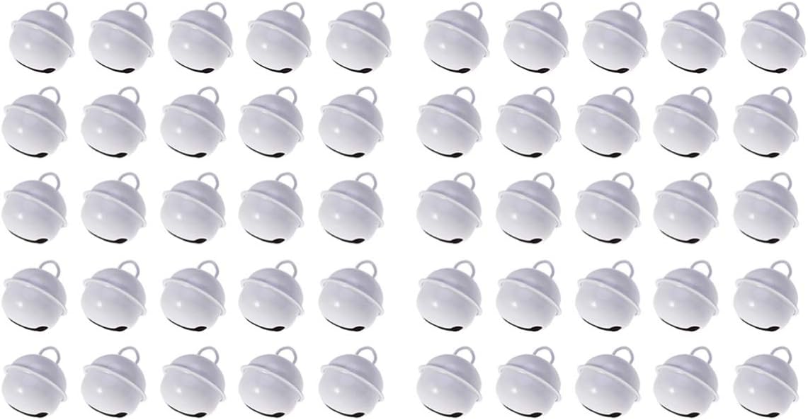KESYOO 50pcs Jingle Bells Christmas Bell Decor Ornaments Colorful DIY Craft Bells for Christmas Festival Holiday Home Decoration 22mm White
