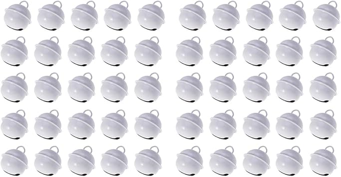 KESYOO 50pcs Jingle Bells Christmas Bell Decor Ornaments Colorful DIY Craft Bells for Christmas Festival Holiday Home Decoration 22mm White