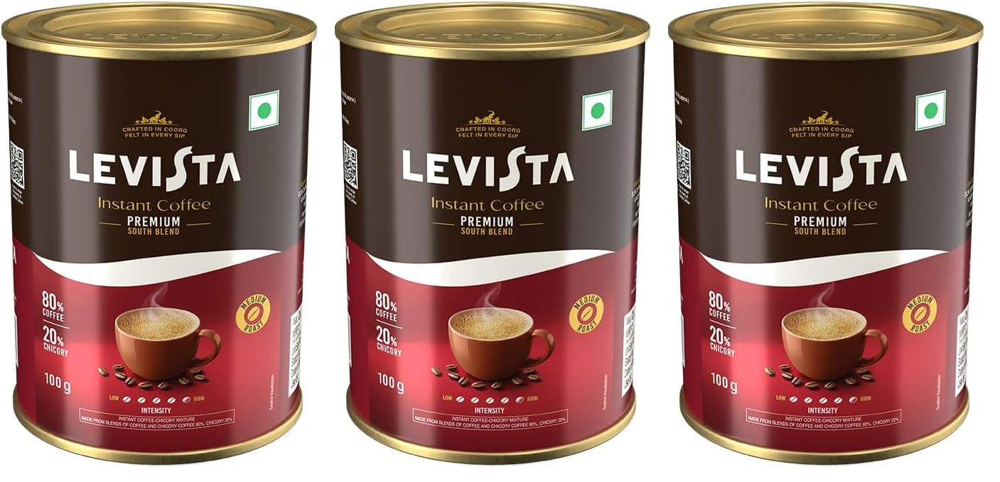 Levista Premium Instant Coffee (Can) (100 Grams) | Premium Blend of 80% Coffee & 20% Chicory| Caffeine Coffee with Rich Bold Flavour for an Energising Experience (Pack of 3)-picture-25