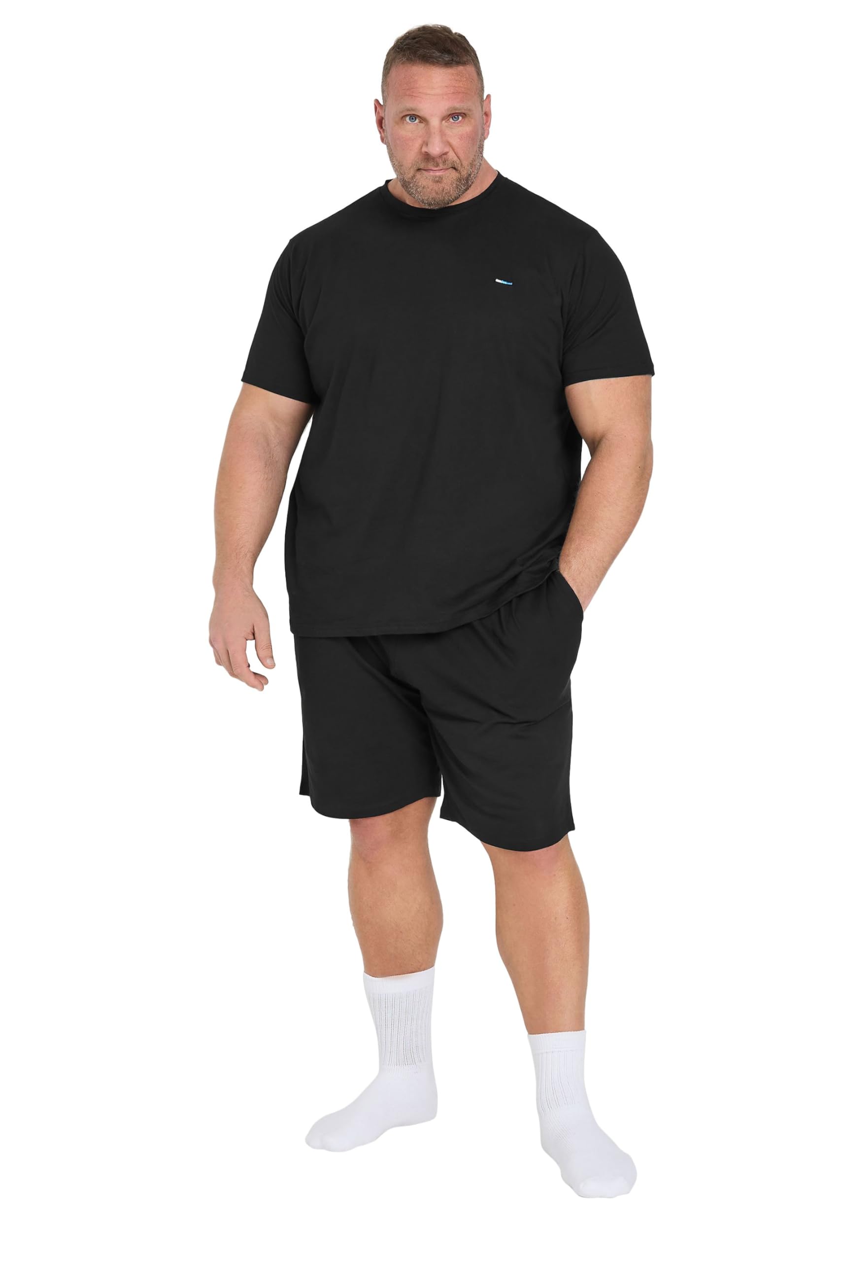 Badrhino Men's Black Big & Tall Lounge Shorts & T-Shirt Set - Plus Curve Xxl Plus