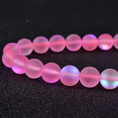 Miniatura 3 de 48 cuentas espaciadoras redondas sueltas de cuarzo místico rosa claro natural de 0.315 pulgadas (0.315 in) de titanio mate esmerilado, cuentas