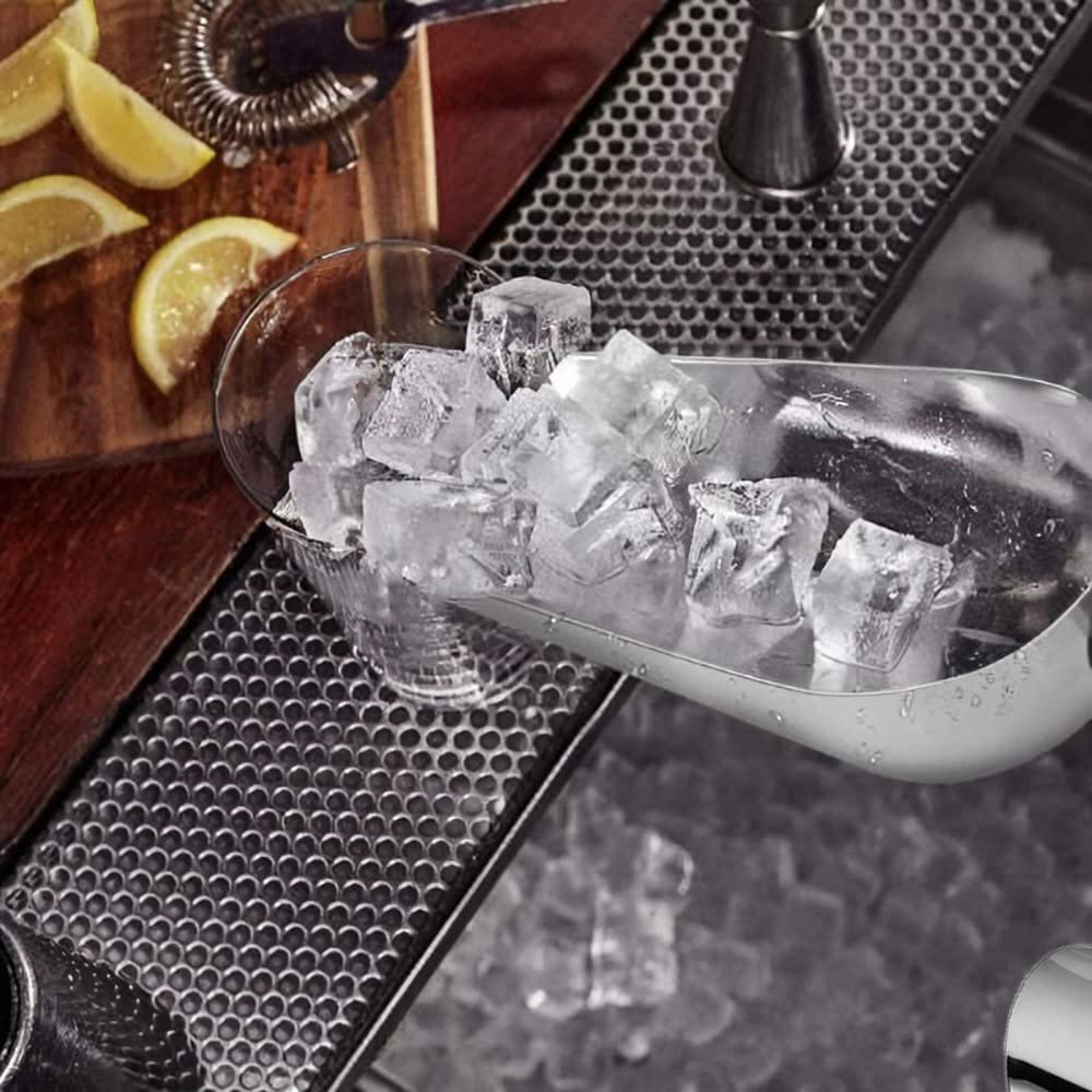 Paletta Per Cubetti Di Ghiaccio In Acciaio Inox – Multiuso Per Cucina, Bar, Giardino – Lucida, Con Manico Tubolare