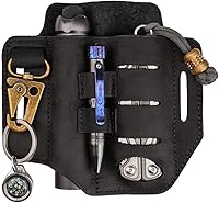 Vista 9 de VIPERADE PJ13 Funda multiherramienta de cuero, organizador de cinturón EDC para multiherramientas, linterna, bolígrafo, funda para cinturón