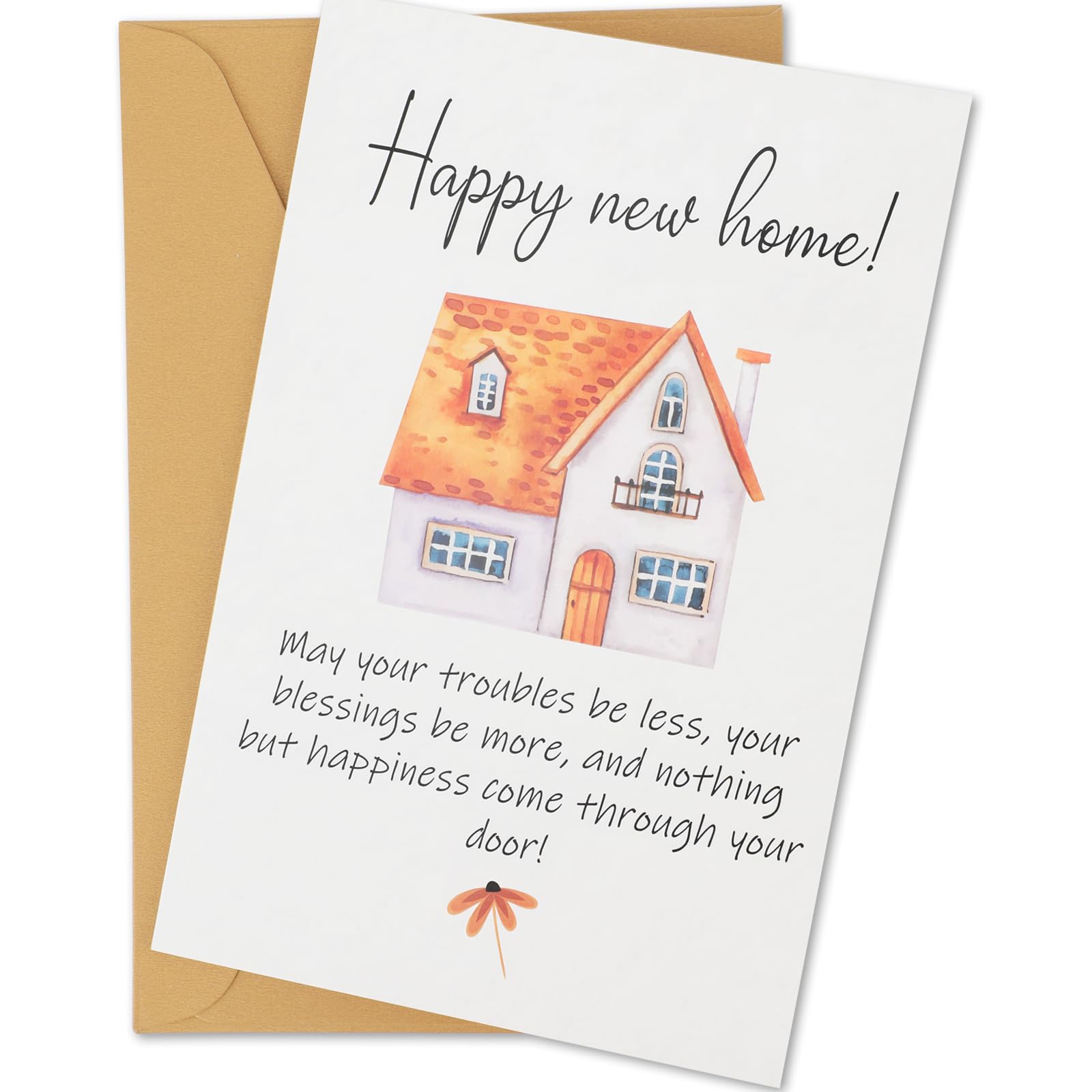Biglietto Auguri Nuova Casa Con Busta - Cartolina Pieghevole Benvenuto A Casa, Stile A, 20.5x13.5 Cm - 2