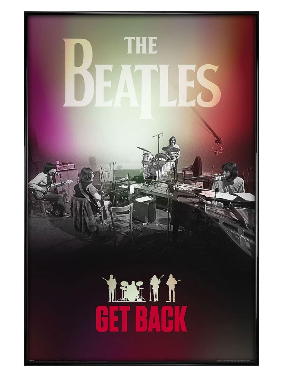 Grindstore The Beatles Get Back Maxi Poster - Black Gloss Framed - Framed Poster Print, Wall Decor/Art, Home Gift Idea, For Living Room, Bedroom, Home or Office Display