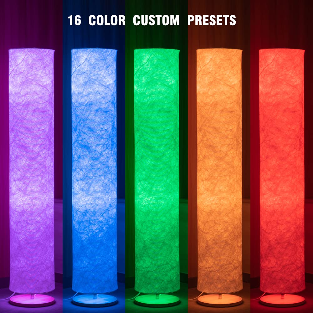 AIEHOUSE Soft Light Floor Lamp 60 inch Simple Design Morden Slim RGB 7 Color Changing LED Tyvek Fabric Shade Dimmable Remote Control Standing Tall Lamp for Living Room Bedroom Game Room - Image 2