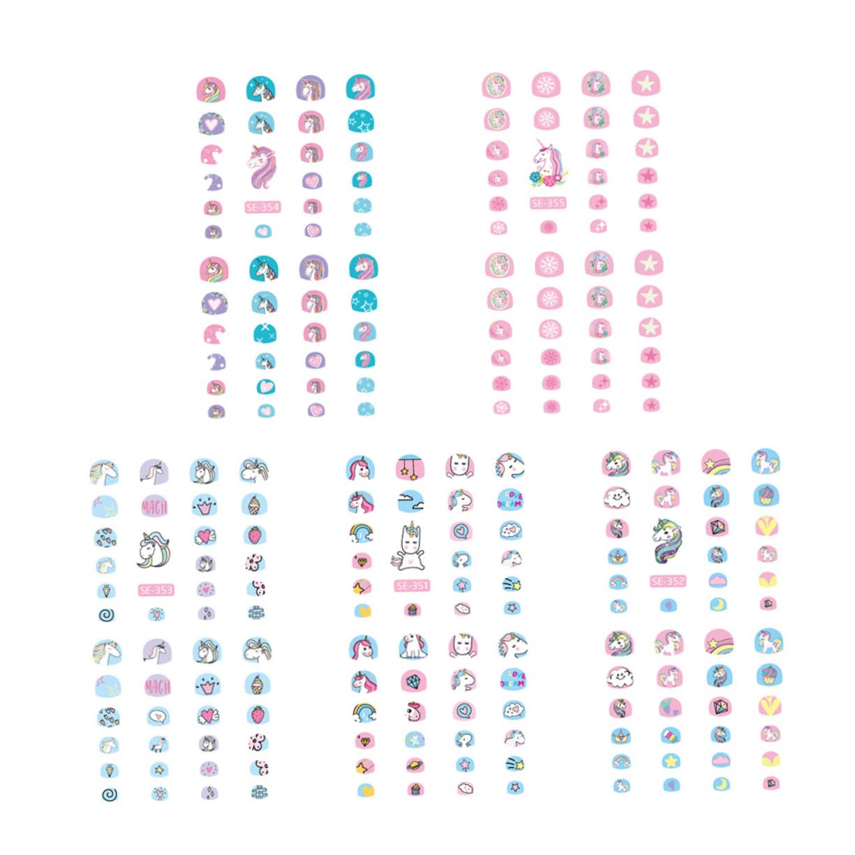 FRCOLOR 30fogli Adesivi Per Unghie Tema Unicorno Adesivi Cartoon Autoadesivi Per Nail Art Per Ragazzo Ragazza Motivi Casual