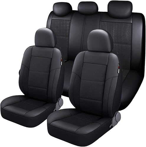 Miniatura 21 de P&J AUTO Funda de cuero y malla para asiento delantero de automóvil, ajuste universal para automóviles, camiones, camionetas y SUV, compatible
