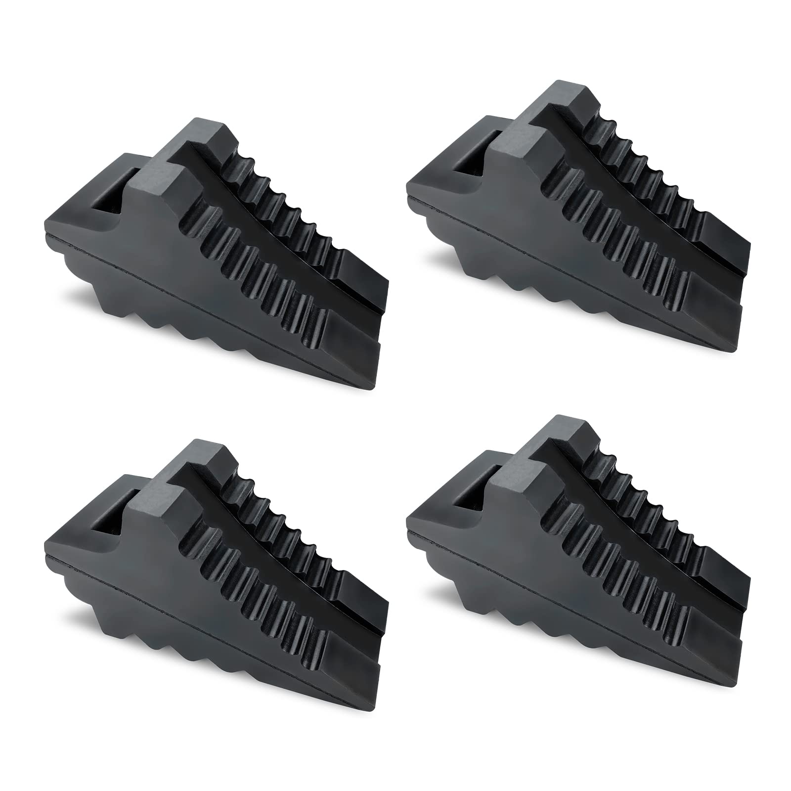 HOXWELL Solid Heavy Duty Rubber Wheel Chocks 4 Packs for Cars, RVs, Trucks, Trailers, ATV, and Vehicles, G.V.W. up to 8T, Anti Slip Bottom Tire Chock 8.6" x 3.7" x 4.7"