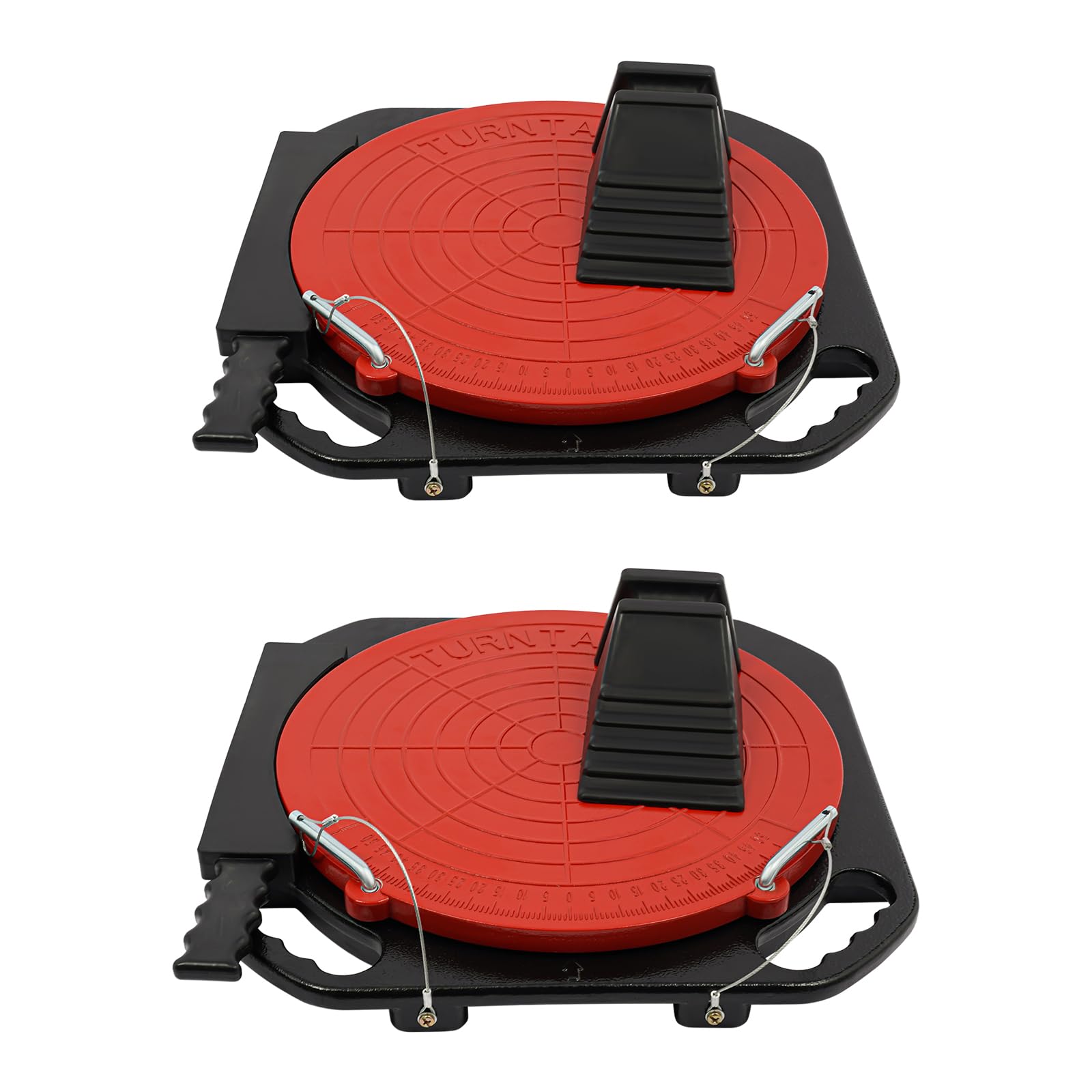 Lot de 2 plateaux rotatifs d'alignement des roues pouvant pivoter à 360 °, chaque capacité de 3 t - Plaques rotatives antidérapantes avec blocs de transition et tampons de pression pour outils