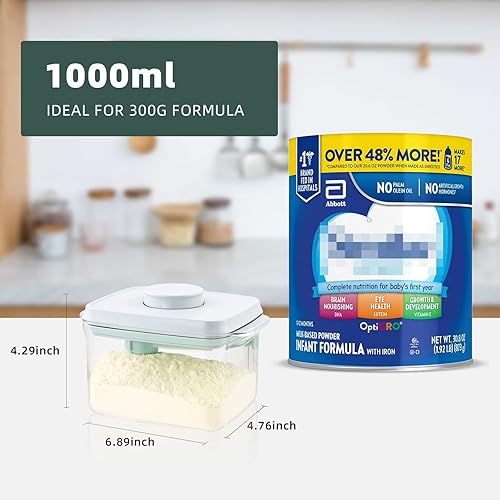 Miniatura 5 de Recipiente de leche en polvo dispensador hermético de fórmula con cuchara y raspador 10.58 oz 33.8 fl oz transparente