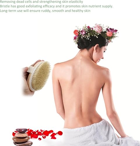 Miniatura 7 de Cepillo corporal de cepillado seco, cepillo exfoliante de piel seca de cerdas naturales, exfoliante corporal para piel hermosa, tratamiento de