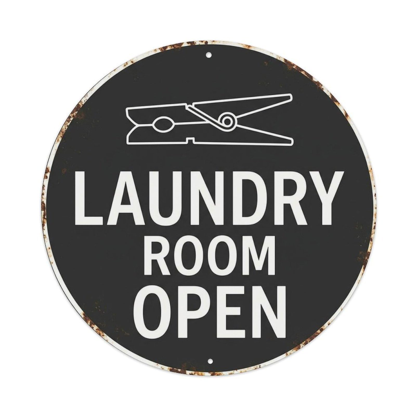 Laundry Room Open Daily Home Washroom Accent Metal Tin Sign