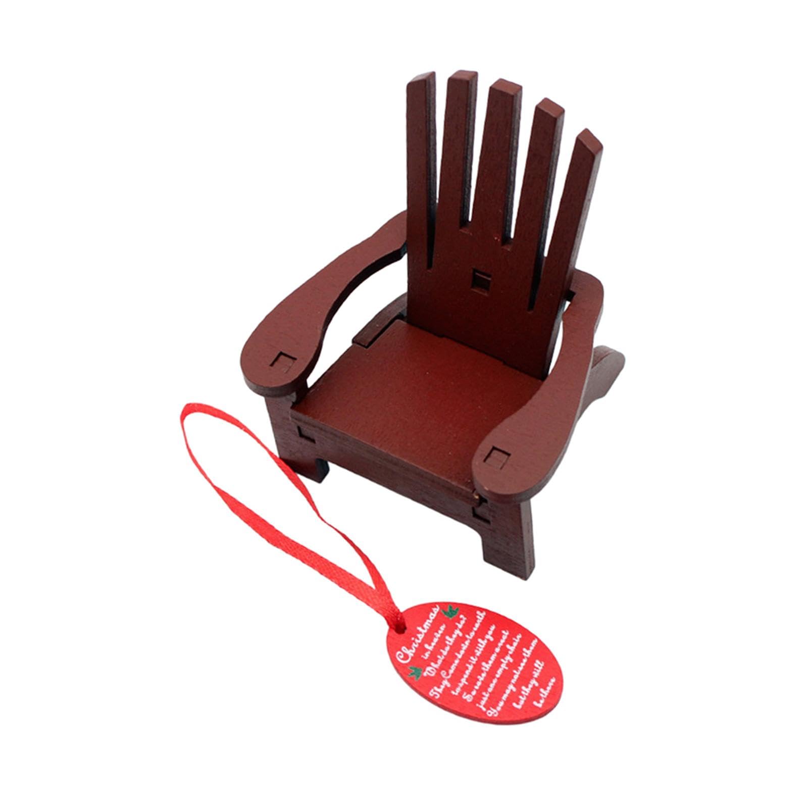 Miniature Rocking Chair Wooden Ornament Pendant Festive Scenes Photo Props Craft Christmas Decoration Miniature Beach Chair, Red — view 8