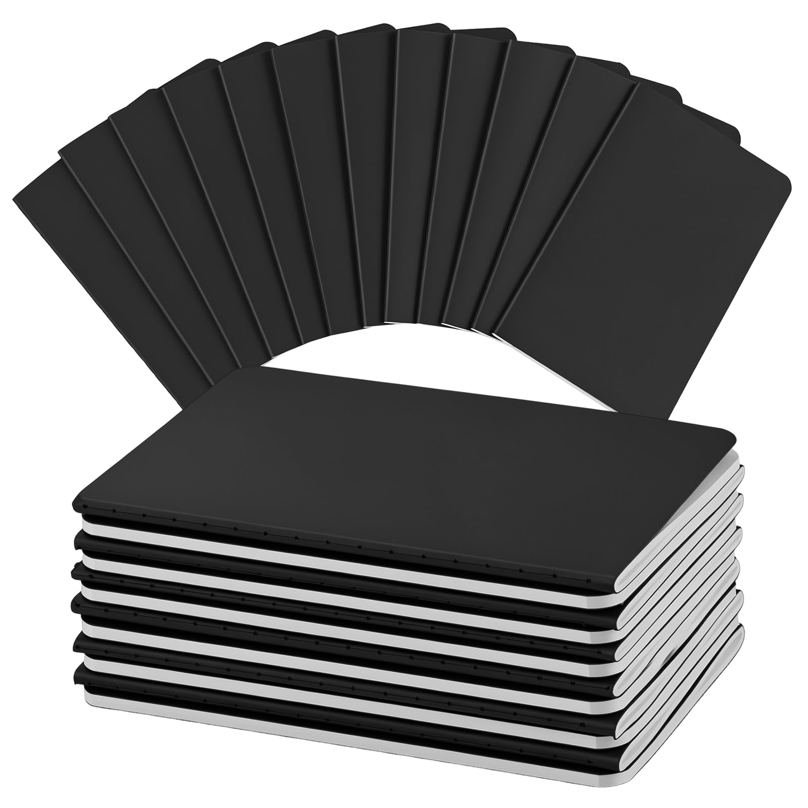 Yoosso 12 Pack A6 Mini Notebooks, 60 Lined Pages, Black