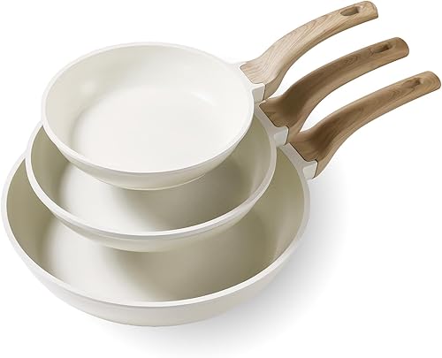 CAROTE Juego de sartén antiadherente, sartén para tortillas, sartén de granito saludable y no tóxico, sartén de huevos compatible con inducción con