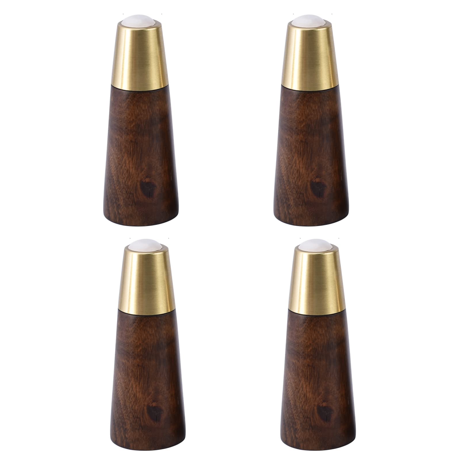 FCXURKOD Mid-Century Modern Round Wooden Tapered Legs Set of 4 (20cm/7.87in Dark Brown) - Stylish Brass Base for Furniture Cabinets Coffee Tables Sofas Loveseats Armchairs
