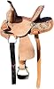 Silla Western de Barril para Niños RESISTANCE para Montar a Caballo, Silla Western de Cuero Genuino para Jóvenes y Niños con Adornos Florales y Conchas de Plata 1