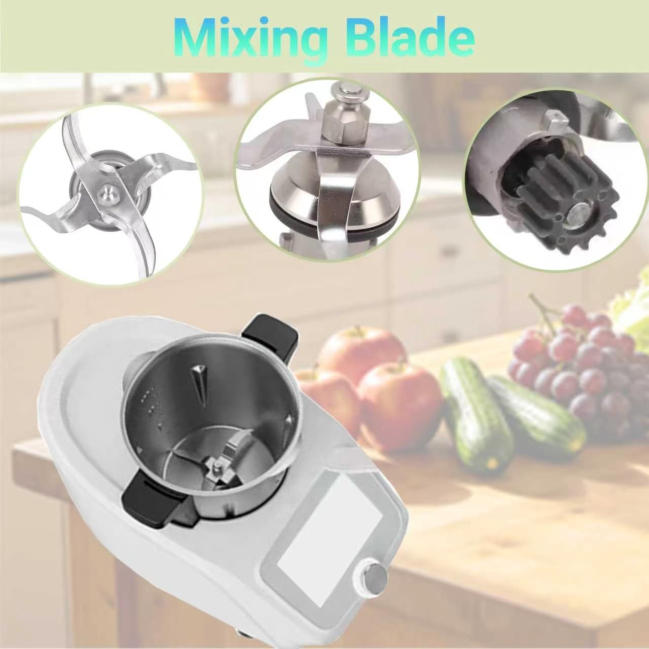 Lama di ricambio per frullatore Monsieur Cuisine Edition Plus, coltello misto in acciaio inox, 12 denti, compatibile con Silvercrest SKMK1200A1/B2, include rondella di ricambio