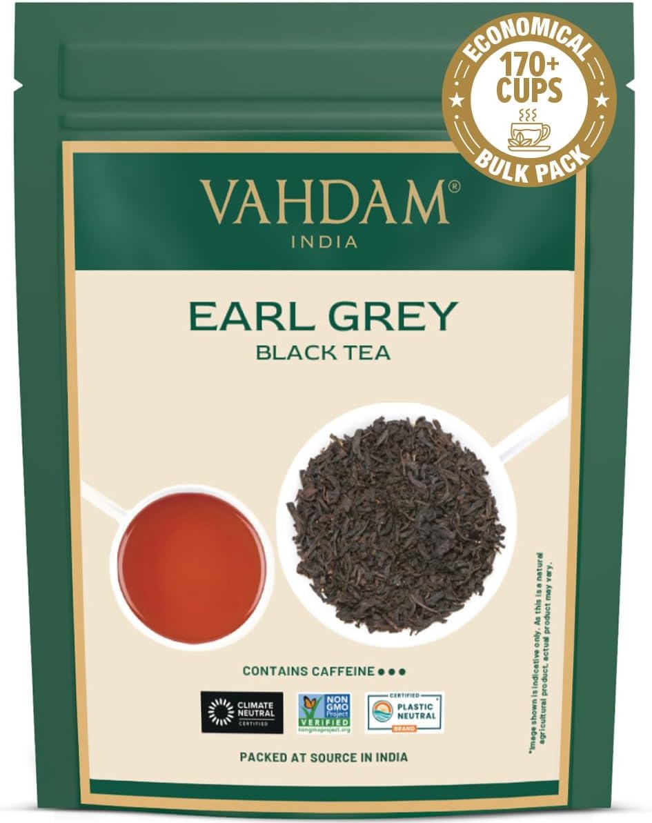 VAHDAM, Earl Grey Black Tea Leaves (340g/170+ cups) - Natural Bergamot Oil Blended with Fresh Black Tea, Floral and Citrus Garden