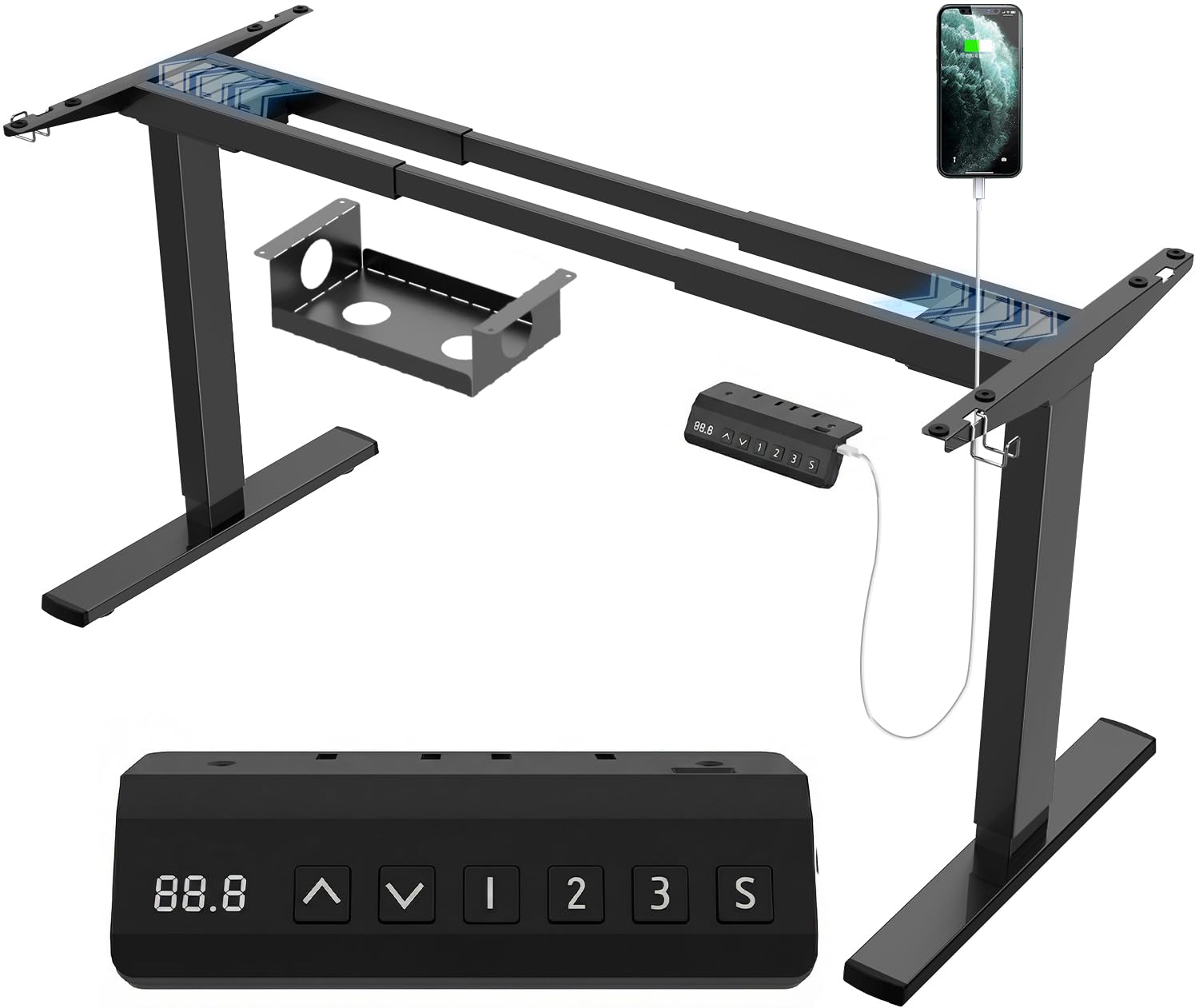 JUMMICO Dual-Motor Tischgestell Höhenverstellbar mit 3 Speicherhöhen