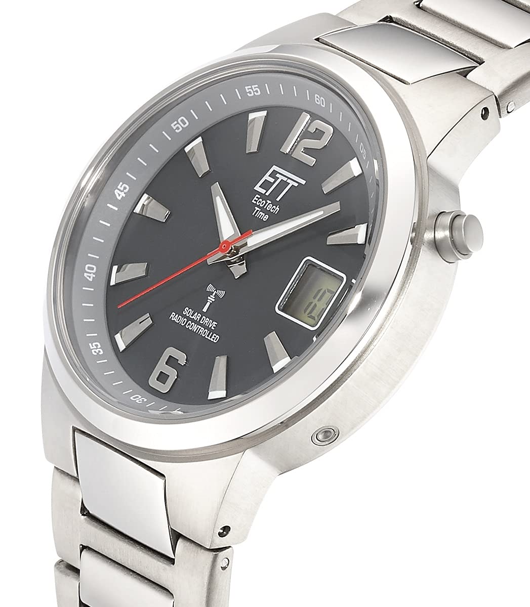 ETT Eco Tech Time Funk Solar Herren Uhr Analog mit digitalem Datum mit Titan Armband EGT-11465-51M