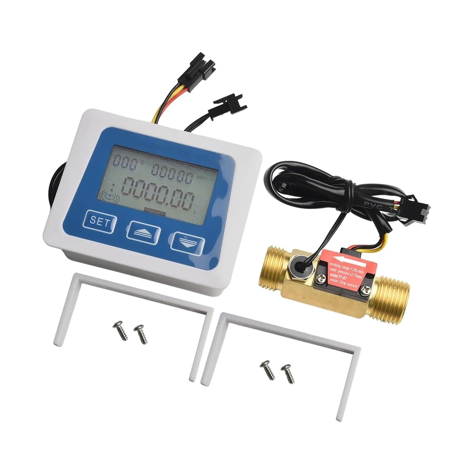 Sensor de control de caudal de agua, sensor de flujo de agua con rosca macho de 1-25 l/min con pantalla LCD digital que registra con precisión el consumo.
