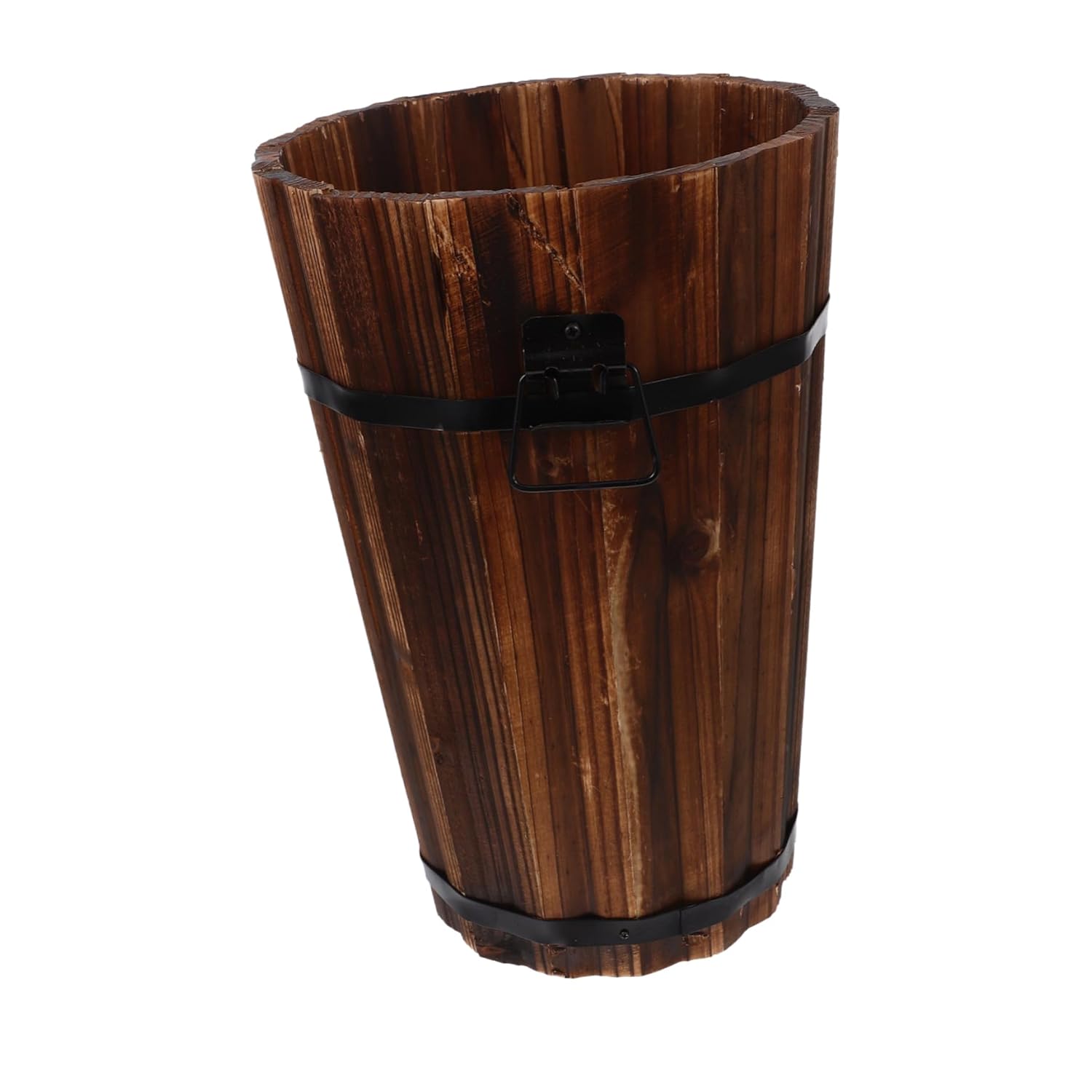 Holibanna Wooden Trash Can with Handle Versatile Small Waste Basket for Bathroom Bedroom Office Lightweight Decorative Trash Bin and Storage Basket for Organization