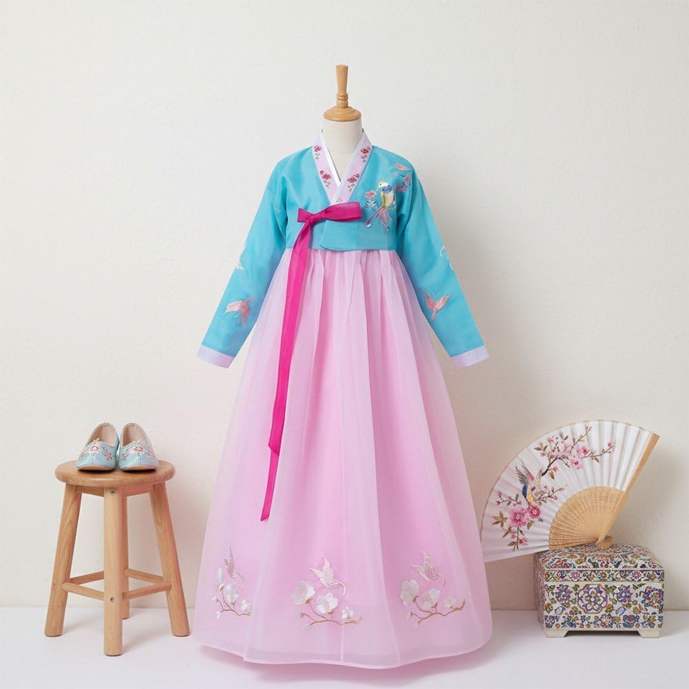 Robe Hanbok Traditionnelle Coréenne pour Femme, Broderie Florale, Costume De Princesse De Cour Coréenne pour Cosplay