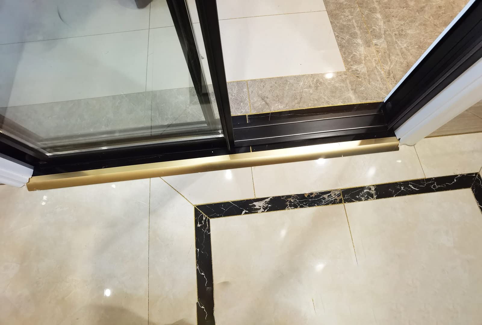 Listwy przypodłogowe, Listwa przejściowa podłogowa Drewno do płytek/laminatów/dywanów/nierównych podłóg, wytrzymałe progi aluminiowe drzwi(Gold)