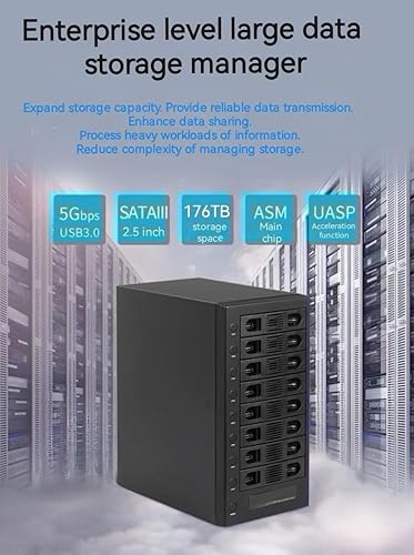 Miniatura 4 de Syba 8 Bay Tool Menos Bandeja Hot Swappabe 2.5" 3.5" SATA Non Raid Externa USB 3.0 Recinto SY-ENC50119
