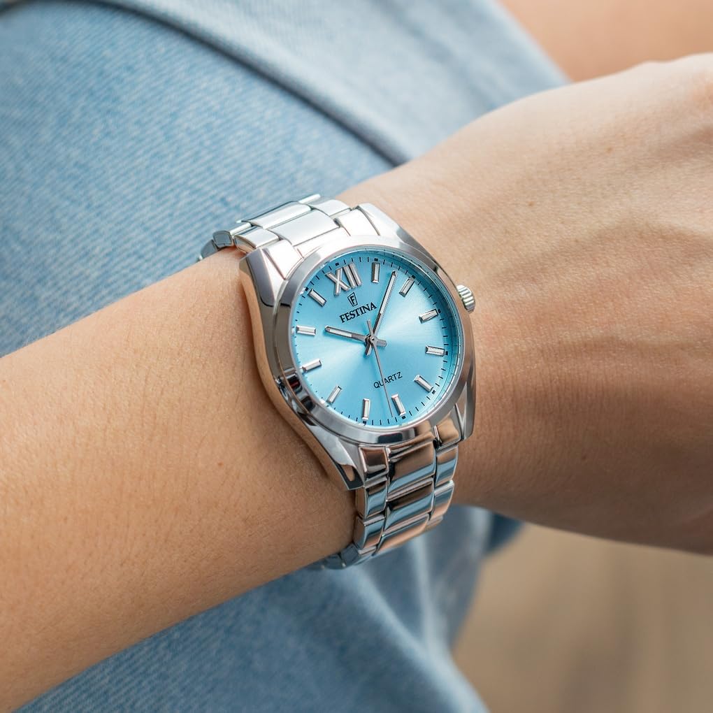 Festina Damen Uhr Analog Edelstahl 316L - Quarzwerk - Mineralglas hochresistent - 5 ATM wasserdicht F20622 - Boyfriend Collection