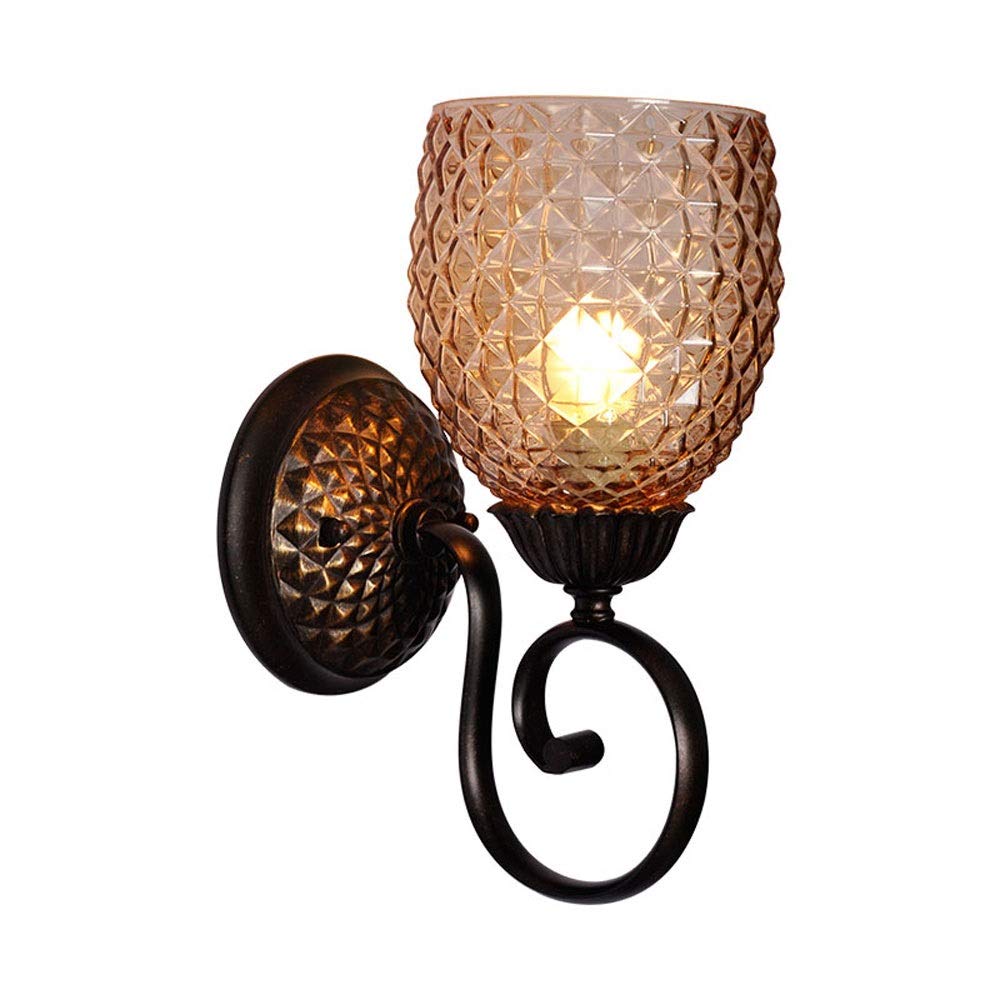 VDOQTLJT Wall Lamp Lights Retro Sconce Rustic Single Head Wrought Iron Lantern Bedroom Bedside Fixture Decorative Light for House Villa Bar Restaurants