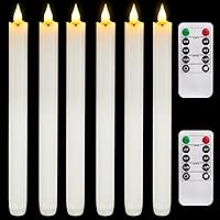 Vista 1 de Homemory 6 Pcs Wax Flameless Taper Candles with Remote Timer and Dimmer, White Candle Sticks Battery Operated, LED Window Candles with Flickering
