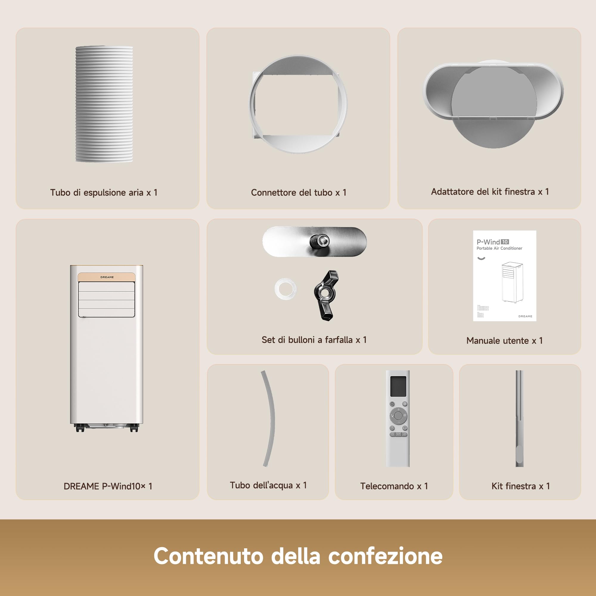 DREAME P-Wind10 9000 BTU Condizionatore Portatile 3-in-1: Raffreddamento, Deumidificazione e Ventilazione, Flusso d’aria 3D, Controllo tramite App e Telecomando, Modalità Notturna,Installazione Facile