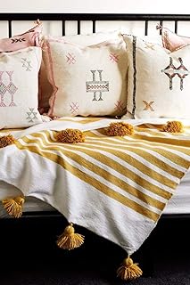 Moroccan blanket, pom pom blankets,bed spread,moroccan throw blanket,cotton moroccan bedding,pom pom throw blankets,berber moroccan decor