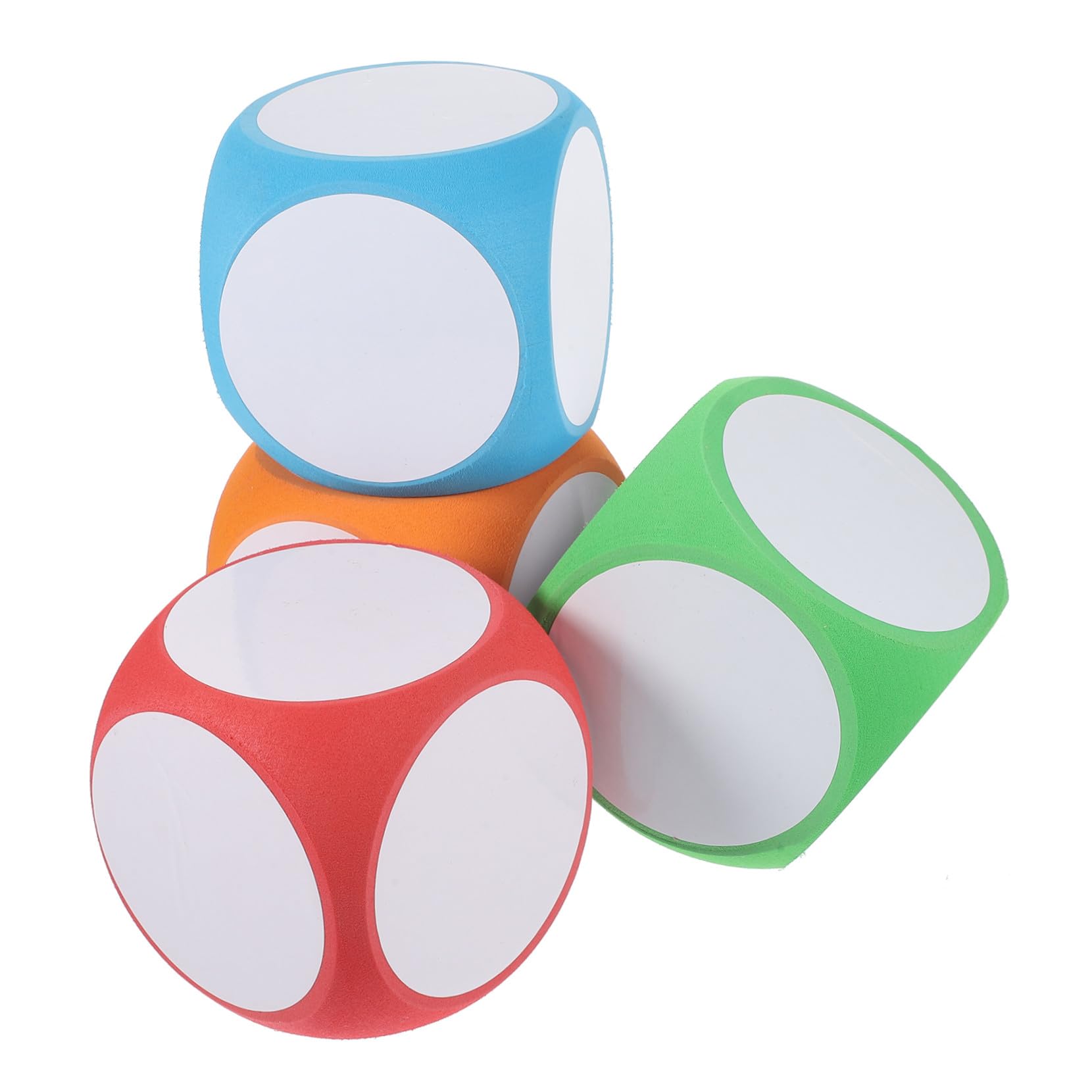 Dados en Blanco Redondeados Borrables de Espuma 4 Piezas | Tacto Cómodo y Ligero, Fáciles de Manipular, para Juegos de Césped y Matemáticas