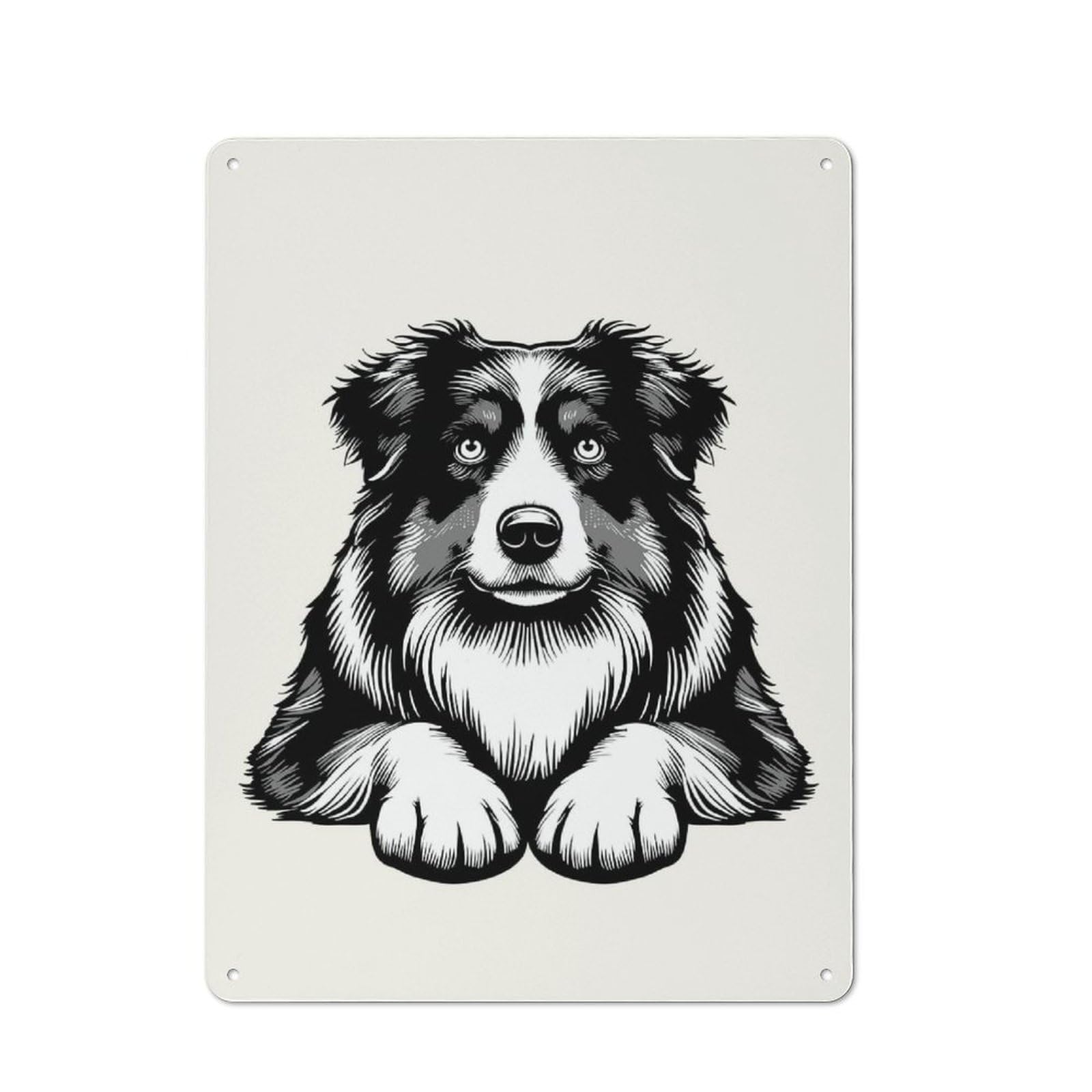 Junmoney Style-7 Australian Shepherd(2) Vintage Metal Plaque 40X30cm For Living Room Wall, Suited To Living Room Decor Lovers
