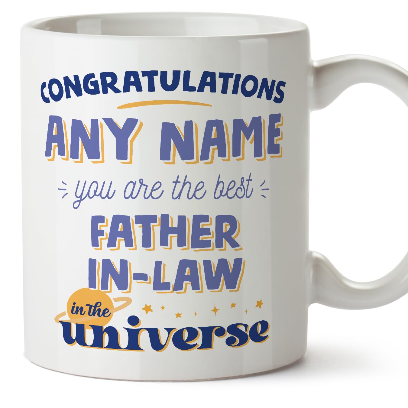 MUGFFINS Father in-Law Mug - in English - Best in The Universe - Funny Gift - Ceramic 11oz Mug