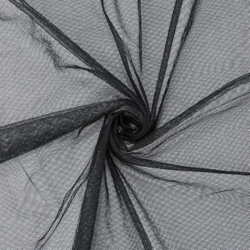 CABODYALS 5M 160CM Tissu en Maille au Mètre Noir Tulle Filet Fin et Doux Noire Vintage Voile Transparent Moustiquaire Respirante en Polyester pour Couture...
