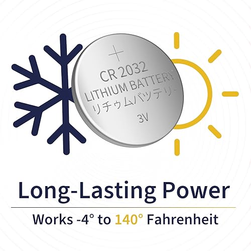 Miniatura 8 de 50 pilas de litio CR2032 de 3 V, batería de botón CR2032 para llave de reloj y auto, energía de larga duración en embalaje a prueba de niños, 8 años