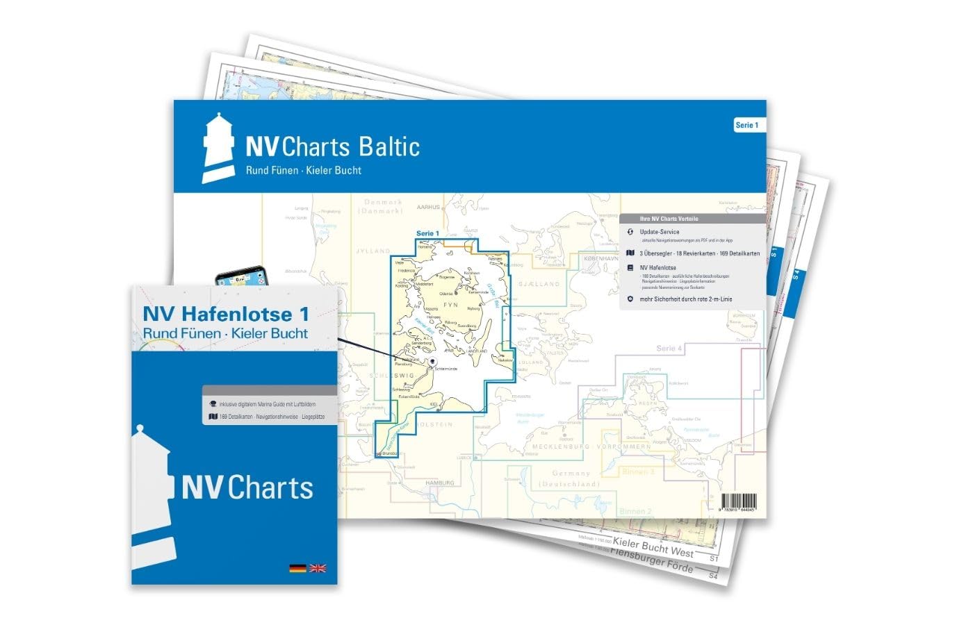 NV Plano Serie 1 mit App Lizenz - Seekarte Ostsee - Ründ Fünen - Kieler Bucht - mit Schlei, Flensburger Förde und Eckernförder Bucht