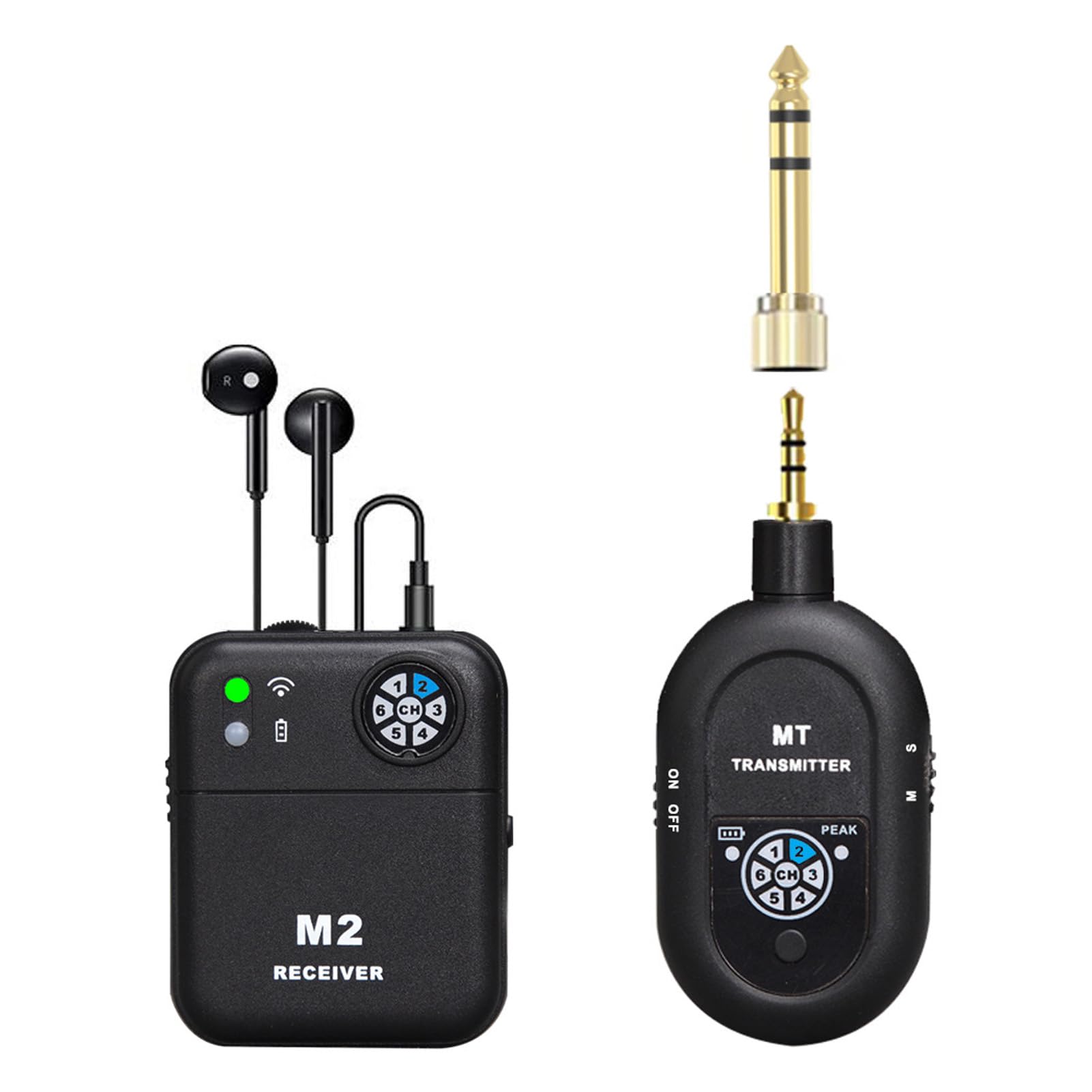 2,4 G Kabelloses In-Ear-Monitorsystem, Professionelles Echtzeit-Monitoring mit Extrem Geringer Latenz für Studio-Bandproben, Live-Auftritte, ABSTransmitter-Empfänger-Set (Schwarz)