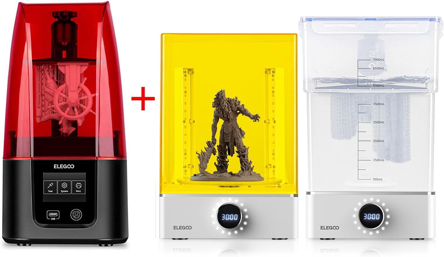 ELEGOO Mars 3 Resin 3D Printer and ELEGOO Mercury X Bundle Wash and Cure Station