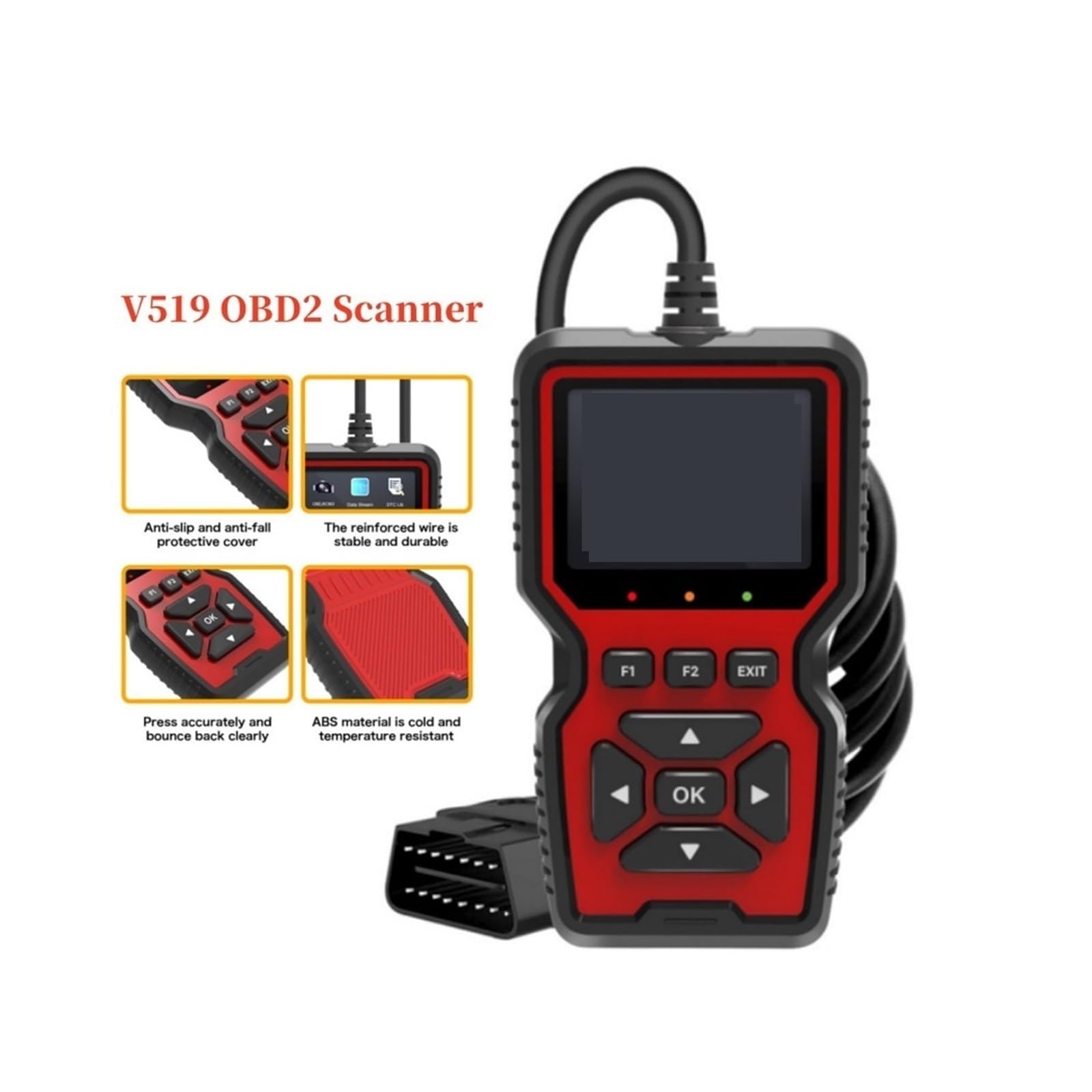 V519 OBD2 Scanner Meccanico Professionale OBDII Strumento di lettura del codice diagnostico Rilevatore di guasti for auto for spia di controllo del motore
